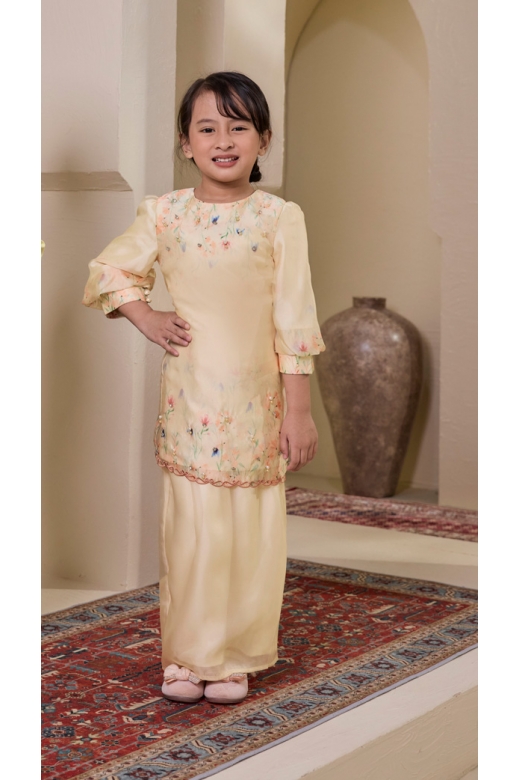 Iris Riau Modern Kurung ( Girl )  - baby yellow